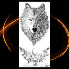 Load image into Gallery viewer, Luxury Tiger Temporary Tattoos Fox Wolf Fake Tattoo Sticker Realistic Black Animal Temporary Tattoo Stickers For Mens

