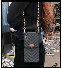 将图片加载到图库查看器，Luxury Wallet Bag Phone Case For iPhone 14 13 12 MINI 11 Pro XR XS Max 6 7 8 Plus Silicone Card Pocket Strap Cover With Lanyard Crossbody Chain Card Holder Slot Handbag Wrist Strap Protective Cover
