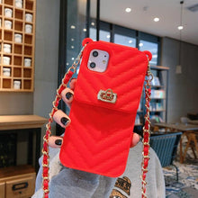 将图片加载到图库查看器，Luxury Wallet Bag Phone Case For iPhone 14 13 12 MINI 11 Pro XR XS Max 6 7 8 Plus Silicone Card Pocket Strap Cover With Lanyard Crossbody Chain Card Holder Slot Handbag Wrist Strap Protective Cover
