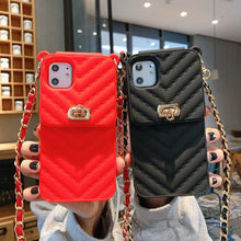 将图片加载到图库查看器，Luxury Wallet Bag Phone Case For iPhone 14 13 12 MINI 11 Pro XR XS Max 6 7 8 Plus Silicone Card Pocket Strap Cover With Lanyard Crossbody Chain Card Holder Slot Handbag Wrist Strap Protective Cover
