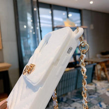 将图片加载到图库查看器，Luxury Wallet Bag Phone Case For iPhone 14 13 12 MINI 11 Pro XR XS Max 6 7 8 Plus Silicone Card Pocket Strap Cover With Lanyard Crossbody Chain Card Holder Slot Handbag Wrist Strap Protective Cover
