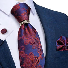 Load image into Gallery viewer, Luxury Wedding High Quality Solid Color Floral Tie For Men Fashion Silk Necktie Cufflink Silk Tie Set For Men
