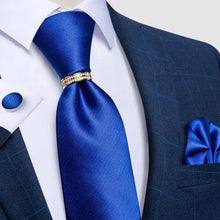 Load image into Gallery viewer, Luxury Wedding High Quality Solid Color Floral Tie For Men Fashion Silk Necktie Cufflink Silk Tie Set For Men
