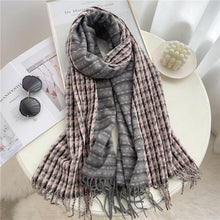 将图片加载到图库查看器，Winter  Long Plaid Headwear Scarf Warm Shawls Cashmere Female Scarfs Scarves Lady Tassel Shawl Wraps For Women
