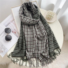 将图片加载到图库查看器，Winter  Long Plaid Headwear Scarf Warm Shawls Cashmere Female Scarfs Scarves Lady Tassel Shawl Wraps For Women
