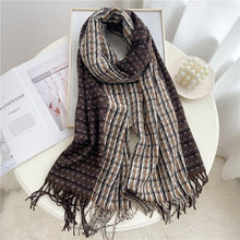 将图片加载到图库查看器，Winter  Long Plaid Headwear Scarf Warm Shawls Cashmere Female Scarfs Scarves Lady Tassel Shawl Wraps For Women
