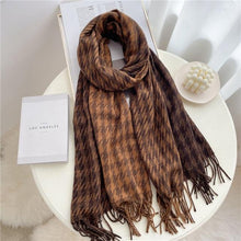 将图片加载到图库查看器，Winter  Long Plaid Headwear Scarf Warm Shawls Cashmere Female Scarfs Scarves Lady Tassel Shawl Wraps For Women
