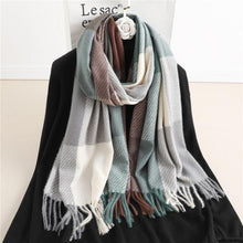 将图片加载到图库查看器，Winter  Long Plaid Headwear Scarf Warm Shawls Cashmere Female Scarfs Scarves Lady Tassel Shawl Wraps For Women
