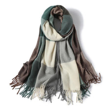 将图片加载到图库查看器，Winter  Long Plaid Headwear Scarf Warm Shawls Cashmere Female Scarfs Scarves Lady Tassel Shawl Wraps For Women
