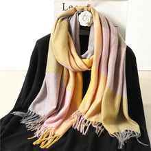 将图片加载到图库查看器，Winter  Long Plaid Headwear Scarf Warm Shawls Cashmere Female Scarfs Scarves Lady Tassel Shawl Wraps For Women
