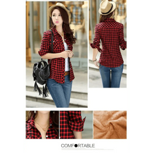 将图片加载到图库查看器，Luxury Winter Warm, Plus Velvet Thicken Plaid Shirt Style Coat Jacket For Women Clothes/Tops/Casual/Jacket/Outerwear For Female
