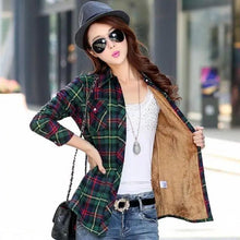 将图片加载到图库查看器，Luxury Winter Warm, Plus Velvet Thicken Plaid Shirt Style Coat Jacket For Women Clothes/Tops/Casual/Jacket/Outerwear For Female
