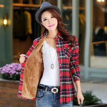 将图片加载到图库查看器，Luxury Winter Warm, Plus Velvet Thicken Plaid Shirt Style Coat Jacket For Women Clothes/Tops/Casual/Jacket/Outerwear For Female

