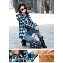将图片加载到图库查看器，Luxury Winter Warm, Plus Velvet Thicken Plaid Shirt Style Coat Jacket For Women Clothes/Tops/Casual/Jacket/Outerwear For Female
