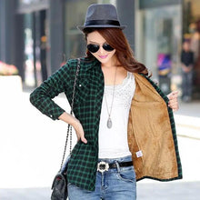 将图片加载到图库查看器，Luxury Winter Warm, Plus Velvet Thicken Plaid Shirt Style Coat Jacket For Women Clothes/Tops/Casual/Jacket/Outerwear For Female
