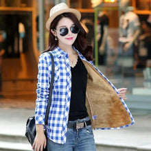 将图片加载到图库查看器，Luxury Winter Warm, Plus Velvet Thicken Plaid Shirt Style Coat Jacket For Women Clothes/Tops/Casual/Jacket/Outerwear For Female

