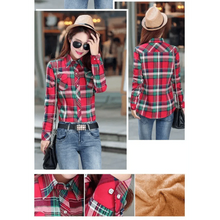 将图片加载到图库查看器，Luxury Winter Warm, Plus Velvet Thicken Plaid Shirt Style Coat Jacket For Women Clothes/Tops/Casual/Jacket/Outerwear For Female
