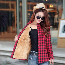 将图片加载到图库查看器，Luxury Winter Warm, Plus Velvet Thicken Plaid Shirt Style Coat Jacket For Women Clothes/Tops/Casual/Jacket/Outerwear For Female
