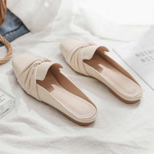 Load image into Gallery viewer, Luxury Woman Summer Close Toe Slippers Lazy Slides Flat Heel Slippers Outdoor Flip Flops Shoes Black Dress Shoes Soft Round-Toe White Flats Casual Flats Shoes
