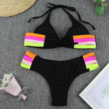 Load image into Gallery viewer, Luxury Women Black Bikini High Waist Swimwear Female 2 Pieces Set Swimsuit Bathing Suit Women Beach Women's High Waisted Bandage Bikini Set Two Piece Push Up Swimsuits
