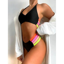 Load image into Gallery viewer, Luxury Women Black Bikini High Waist Swimwear Female 2 Pieces Set Swimsuit Bathing Suit Women Beach Women's High Waisted Bandage Bikini Set Two Piece Push Up Swimsuits

