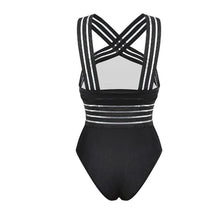 将图片加载到图库查看器，Luxury Women Black Swimsuits Women High Neck One Piece Swimsuits For Women Mesh Bathing Suits Open Back Swimwear One Piece Swimwear For Lady High Neck Bandage Cross Back Swimming Suit Female Holiday Beachwear
