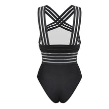 将图片加载到图库查看器，Luxury Women Black Swimsuits Women High Neck One Piece Swimsuits For Women Mesh Bathing Suits Open Back Swimwear One Piece Swimwear For Lady High Neck Bandage Cross Back Swimming Suit Female Holiday Beachwear

