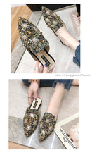将图片加载到图库查看器，Luxury Women Mules Ladies Summer Slippers Women Shoes New Low Heels Flat Casual Shoes Woman Flip Flops Mules For Women Slip On Flats Loafers Pointed Toe Womens Mules
