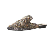将图片加载到图库查看器，Luxury Women Mules Ladies Summer Slippers Women Shoes New Low Heels Flat Casual Shoes Woman Flip Flops Mules For Women Slip On Flats Loafers Pointed Toe Womens Mules
