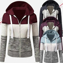 Load image into Gallery viewer, Luxury Women Patchwork  Hoodie Spring Autumn Slim Hooded Jacket Fashion Long Sleeve Drawstring Pocket Hoodies Sweatshirts Women's  Hoodie Color Block Casual Pullover Hoodie
