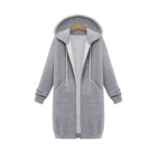 将图片加载到图库查看器，Luxury Women's Autumn Winter Thickening Hoodies Leisure Loose Hooded Jackets Pockets Plus Size Sweatshirt Sports Dresses Outwear Women's Hooded Flannel Jacket Casual Fleece Windbreaker Hoodie
