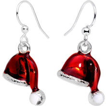 将图片加载到图库查看器，Silver Plated Red Santa Cap Christmas Fishhook Earrings
