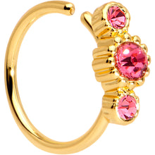 Load image into Gallery viewer, 20G Pink CZ Gold Tone Fashion Fusion Seamless Circular Ring
