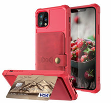 将图片加载到图库查看器，Magnetic Black Leather Wallet Case for iPhone 14 13 11 12 Case Armor Shockproof Card Holder Wallet Flip Cover Buckle Cash Card Sleeve Leather Protective Kickstand Durable High Capacity Phone Case
