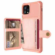 将图片加载到图库查看器，Magnetic Black Leather Wallet Case for iPhone 14 13 11 12 Case Armor Shockproof Card Holder Wallet Flip Cover Buckle Cash Card Sleeve Leather Protective Kickstand Durable High Capacity Phone Case
