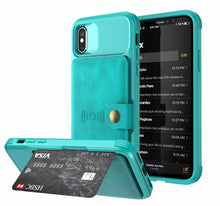 将图片加载到图库查看器，Magnetic Black Leather Wallet Case for iPhone 14 13 11 12 Case Armor Shockproof Card Holder Wallet Flip Cover Buckle Cash Card Sleeve Leather Protective Kickstand Durable High Capacity Phone Case
