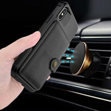 将图片加载到图库查看器，Magnetic Black Leather Wallet Case for iPhone 14 13 11 12 Case Armor Shockproof Card Holder Wallet Flip Cover Buckle Cash Card Sleeve Leather Protective Kickstand Durable High Capacity Phone Case
