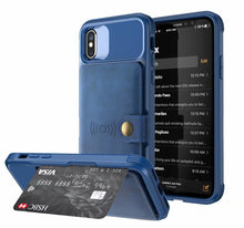 将图片加载到图库查看器，Magnetic Black Leather Wallet Case for iPhone 14 13 11 12 Case Armor Shockproof Card Holder Wallet Flip Cover Buckle Cash Card Sleeve Leather Protective Kickstand Durable High Capacity Phone Case
