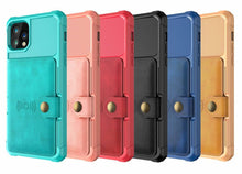 将图片加载到图库查看器，Magnetic Black Leather Wallet Case for iPhone 14 13 11 12 Case Armor Shockproof Card Holder Wallet Flip Cover Buckle Cash Card Sleeve Leather Protective Kickstand Durable High Capacity Phone Case
