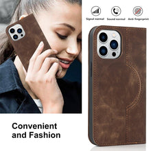 Load image into Gallery viewer, Magnetic Leather Wallet Phone Cover for iPhone 14 Plus 13 Pro Max 12 Mini for Wireless Charging Kickstand Card Case Magnetic Flip PU Leather Phone Case with Card Holder Slots Kickstand Shockproof Case
