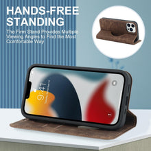 Load image into Gallery viewer, Magnetic Leather Wallet Phone Cover for iPhone 14 Plus 13 Pro Max 12 Mini for Wireless Charging Kickstand Card Case Magnetic Flip PU Leather Phone Case with Card Holder Slots Kickstand Shockproof Case
