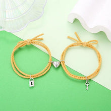 Load image into Gallery viewer, Magnetic Love Heart Attraction Couple Bracelets Distance Relationship Braid Rope Bracelet Magnet Matching Couples Mutual Attraction Couples Bracelets Matching Bracelets For Couples Magnetic Peach Heart Bracelet For Girlfriend
