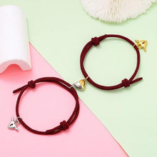 Load image into Gallery viewer, Magnetic Love Heart Attraction Couple Bracelets Distance Relationship Braid Rope Bracelet Magnet Matching Couples Mutual Attraction Couples Bracelets Matching Bracelets For Couples Magnetic Peach Heart Bracelet For Girlfriend
