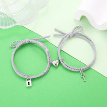 Load image into Gallery viewer, Magnetic Love Heart Attraction Couple Bracelets Distance Relationship Braid Rope Bracelet Magnet Matching Couples Mutual Attraction Couples Bracelets Matching Bracelets For Couples Magnetic Peach Heart Bracelet For Girlfriend
