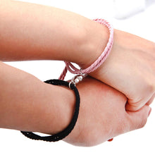Load image into Gallery viewer, Magnetic Love Heart Attraction Couple Bracelets Distance Relationship Braid Rope Bracelet Magnet Matching Couples Mutual Attraction Couples Bracelets Matching Bracelets For Couples Magnetic Peach Heart Bracelet For Girlfriend
