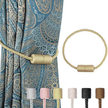 Load image into Gallery viewer, Magnets Curtains Clamps Curtain Holder Tieback Magnetic Clips Hanging Balls Tie Back Home Decoration Accessories Tie Backs Decorative Handmade Rope Holdback Strong Magnetic Holder For Small Thin Sheer Window Treatment 50CM
