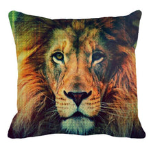 Load image into Gallery viewer, Male Lion Printing Linen Pillow Cover Lion Leo King Square Cushion Covers For Home Sofa Bed Chair Decoration
