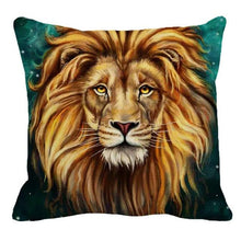 Load image into Gallery viewer, Male Lion Printing Linen Pillow Cover Lion Leo King Square Cushion Covers For Home Sofa Bed Chair Decoration
