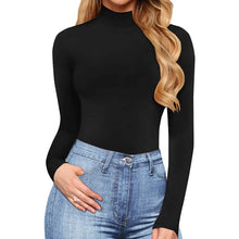 Load image into Gallery viewer, MANGOPOP Women's Mock Turtle Neck Long Sleeve Tops Bodysuit Jumpsuit

