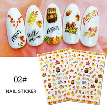 将图片加载到图库查看器，Maple Leaves 3D Nail Stickers Fall Leaf Flowers Line Sliders For Nails Self Adhesive Stickers Autumn Manicuring Decals Transfer Nail Decals Sticker For Pretty Girl Self-Adhesive Nail Decals Designer Nail Stickers for Acrylic
